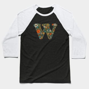 Hippie Floral Letter W Baseball T-Shirt